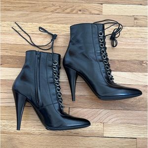 saint laurent high heel patent leather ankle boots